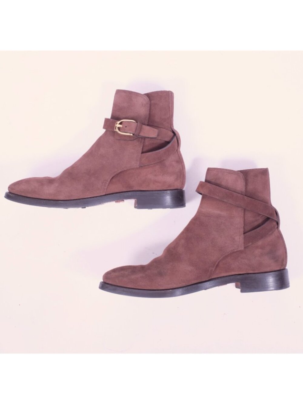 Ralph Lauren Purple Label 8.5 Ankle Boots Welington brown suede ankle strap - Picture 9 of 11